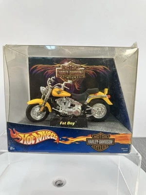 Harley Davidson Hot Wheels diecast model 1:18, Fat Boy Classic Yellow - Image 1 of 4