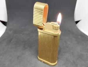 Vintage Cartier Gasfeuerzeug Godron Goldstreifen funktionstüchtig - Bild 1 von 10