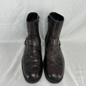 Chaps Boots Mens Size 10.5 Brown Leather Harness Ankle Side Zipper Moto Biker - Picture 1 of 19