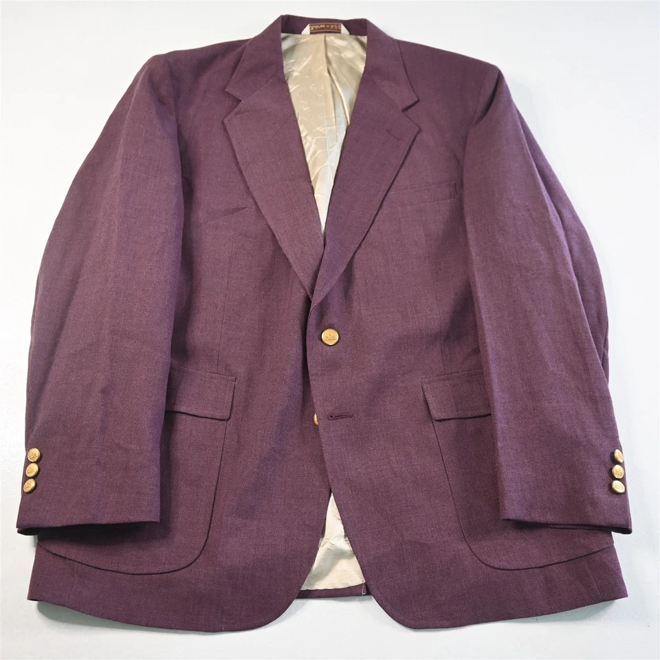 De Colección Hecho en EE. UU. 44R Púrpura Hopsack Botón Dorado Para Hombres Blazer Traje Chaqueta Abrigo Deportivo Foto 1 de 4