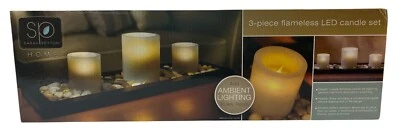 Комплект из 3 беспламенных светодиодных свечей — Sarah Peyton Home — новые в коробке - Изображение 1 из 4
