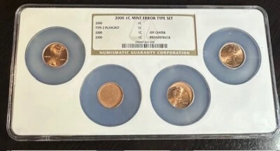 2000 Lincoln Cent 1c Mint Error Type Set Off Center Broadstruck NGC Large Slab - Image 1 of 4