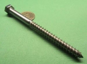 316 Stainless Steel Hex Head Lag Screw 3/8 Threads x 5.00" Length, 5 pcs - Picture 1 of 12
