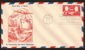 US FDC 1947 #UC17 5c Centenario Correo Aéreo, Matasellos de Exposición Filatélica, Nueva York - Imagen 1 de 2