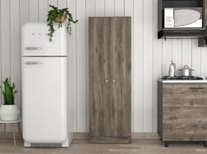 Rectangle 2-Door Storage Tall Cabinet Dark Brown and Black - Picture 1 of 7