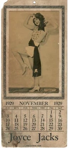 Joyce Jacks Advertisement Calendar - November 1929 - Picture 1 of 2