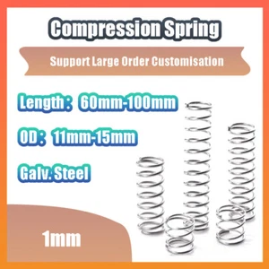 1mm Galv. Steel Compression Spring 11mm-15mm OD 60mm-100mm Length (Rust Proof) - Picture 1 of 7