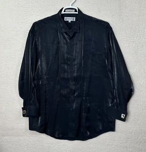 Camisa Club Carlo Pacini 17.5-32/33 Metálica Sedosa Rayón Esmoquin Puños Franceses De Colección - Imagen 1 de 12