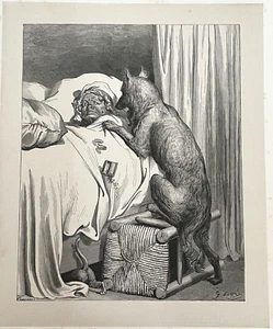 GUSTAVE DORÉ, FAIRY TALES BY PERRAULT Engraving, 1862 - LITTLE RED RIDING HOOD - Imagen 1 de 5