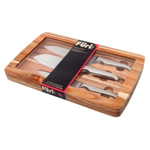Furi Pro 3 Piece Acacia 3pc Knife Set | Cooks Santoku Utility - Picture 1 of 2