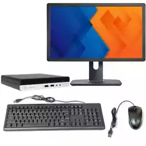 HP Desktop i5 Computer Mini Pc 16GB RAM 256GB SSD 22in Monitor Windows 10 Wi-Fi - Picture 1 of 5