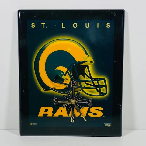 Vintage 1995 St. Louis Rams Helmet Wall Clock Norman James 10" x 12" - Works Cover