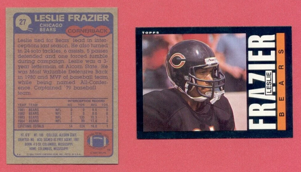 1985 Topps LESLIE FRAZIER Chicago Bears Card - Image 1 of 1