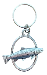 Brown Trout Fish Handcrafted from Solid Pewter In the UK Key Ring TSB-KF44 - Picture 1 of 3