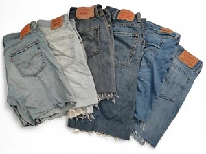 Vintage Womens Levis Denim Bermuda Shorts Long All Sizes Cut Offs Jean Levi - Picture 1 of 18