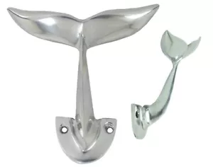 Cast Aluminum Whale Tail Wall Hook Towel Hanger Nautical Beach House Decor - Picture 1 of 3
