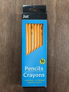 PAQUETE DE LÁPICES DE MADERA JOT #2 HB amarillo plomo 16 lápices borradores libres de látex de madera real - Imagen 1 de 2