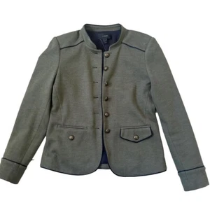 J. Crew Military Style Blazer With Wool Cotton Blend Olive Green Gold Buttons - Picture 1 of 7