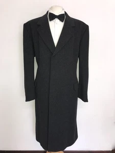 CROMBIE - Mens Long DARK GREY Heavy WOOL COAT - UK 46 Reg - GORGEOUS OVERCOAT - Picture 1 of 10