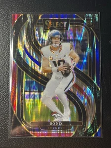 2024 Select Premier Level Red & Blue Shock Prizm Bo Nix #117 (RC) Denver Broncos - Picture 1 of 2