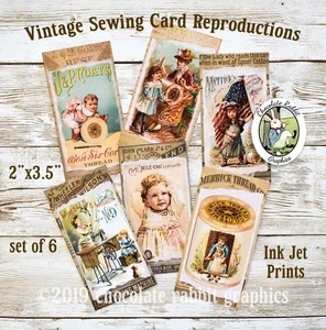 Vintage Sewing Cards, Journal Ephemera, Tags, Scrapbook, Handmade Paper Crafts - Picture 1 of 4