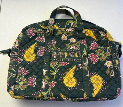 Bolsa para laptop carteiro verde amarela paisley acolchoada 15x11 bolsos 100% algodão - Imagem 1 de 4