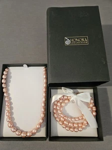Collana perle Honora bracciali elasticizzati sterling colore rosa nuova con scatola regalo matrimonio - Foto 1 di 6