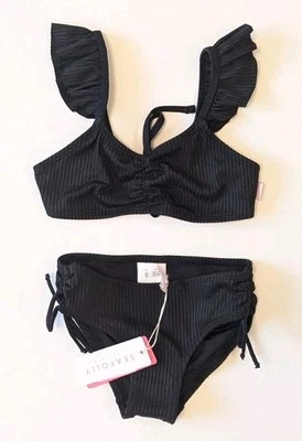 Conjunto de bikini con volantes Seafolly, negro, niñas 8 Foto 1 de 4