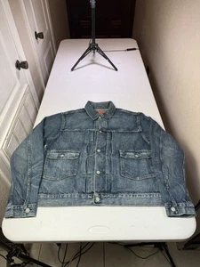 New RRL RALPH LAUREN men's 2nd denim jacket Sz L indigo Solid Casual double RL - Picture 1 of 9