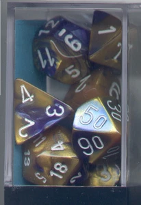 RPG Dice Set of 7 Cube - Gemini Blue-Gold - Picture 1 of 1