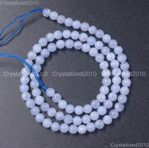 AAA Natural Chalcedony Blue Lace Agate Purple Round Beads 4mm 6mm 8mm 10mm 15.5" - Picture 1 of 17