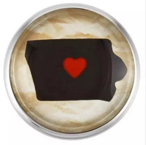 Forma de estado IOWA con dije de corazón 18 mm 20 mm intercambiable con broches de presión de jengibre - Imagen 1 de 3