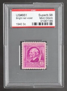 US @ 861 (1940) 3c - PSE Graded: Sup98 - Mint OGnh (Encapsulated) Emerson - Picture 1 of 2