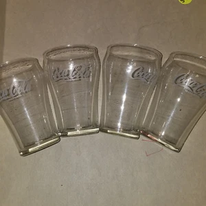 Vintage Coca-Cola Clear Drinking Glasses w/White Lettering bell top set of FOUR - Picture 1 of 1