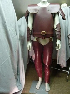 Full Body Burgundy Leather Armour, Thick Medieval LARP RED ELF/Wizard-Q7 - Picture 1 of 7