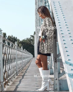 MANGO LEATHER HIGH-LEG BOOTS WHITE REF.33083799 BLOGGERS FAVORITE - Picture 1 of 6