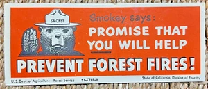 Vintage 1953 Smokey Bear PREVENT FOREST FIRES! Blotter - Picture 1 of 2