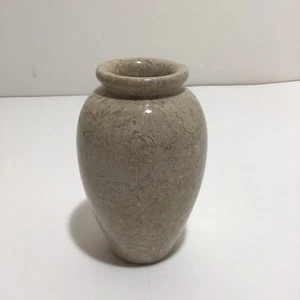 Vintage Marble Vase Natural Stone Neutral 5 3/4” Vase Planter Decor Pakistan - Picture 1 of 8