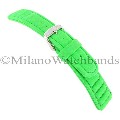 Correa de reloj acolchada cosida de tela de spandex de lycra verde neón Morellato de 18 mm 1616 Foto 1 de 3