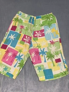 Lo último Algodón Marc Ware Pantalones Cortos Mujeres SP Palmeras Lino Playa Estampado Pull On Island - Imagen 1 de 13