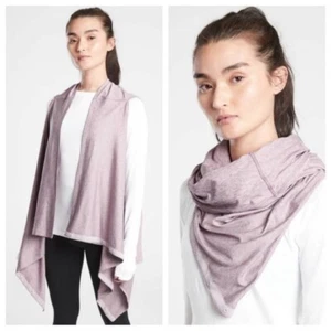 Athleta OM Wrap Scarf Gator Asymmetric Jacket Vest Womens One Size Mauve NEW - Picture 1 of 7