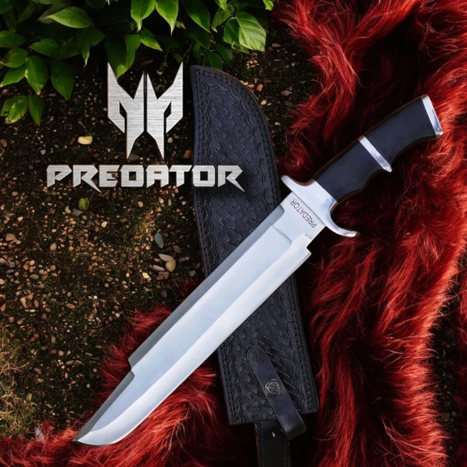 Cuchillo réplica Predator hecho a mano con funda de cuero.Machete depredador.Cuchillo de regalo Foto 1 de 3