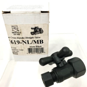 Mountain Plumbing MT619-NL/MB Mini Cross Handle Straight Valve Matte Black NEW - Picture 1 of 6