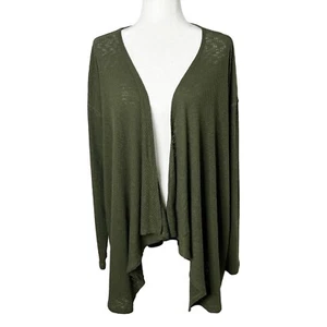 Bobeau maglione cardigan donna XL verde drappeggiato aperto davanti manica lunga burnout - Foto 1 di 8