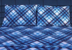 180 Gram Cotton Heavy Flannel Sheet Set (Navy , Blue , White , King Size) - Picture 1 of 8