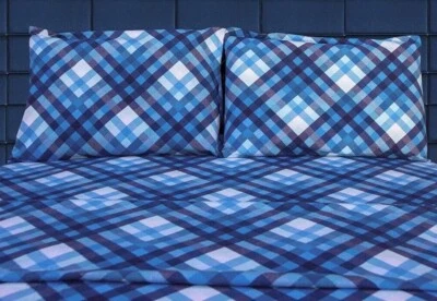 180 Gram Cotton Heavy Flannel Sheet Set (Navy , Blue , White , King Size) - Image 1 of 4