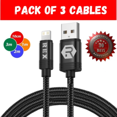 Genuine Heavy Duty Braided  Fast Charger Cable Lead For iPhone 14 13 12 11 X 7 8 - Image 1 of 4