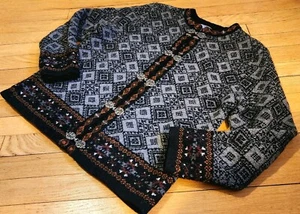 NEW Carroll Reed Nordic Fair Isle Wool Clasp Cardigan Sweater Women's Small - Picture 1 of 12