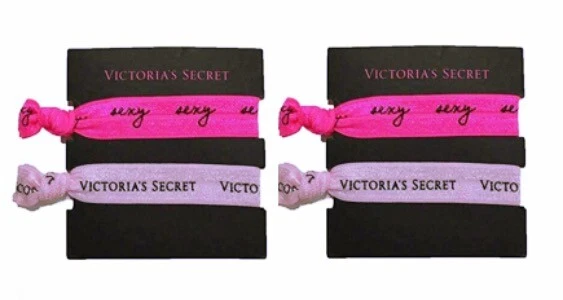 Victoria's Secret Set Two 2 Elastic Hair Ties Pink Scrunches Headbands Bows