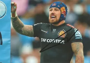 EXETER CAPIS & ENGLAND RUGBY: FIRMATO JACK NOWELL 6x4 ACTION PHOTO+COA *PROVA* - Foto 1 di 2